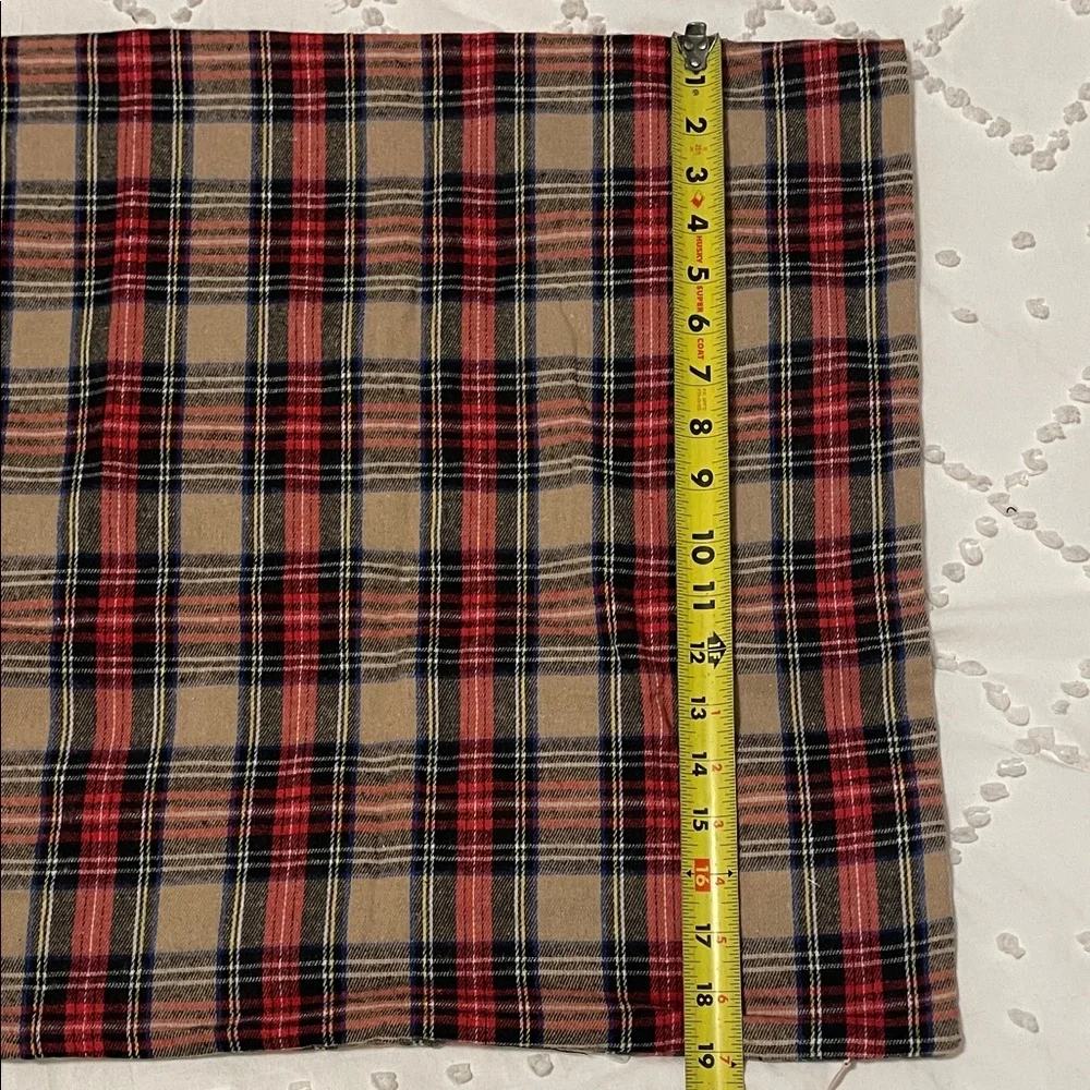Plaid Pillow Covers tan red new set of 2